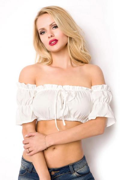 Dirndline Off Shoulder Top Weiss