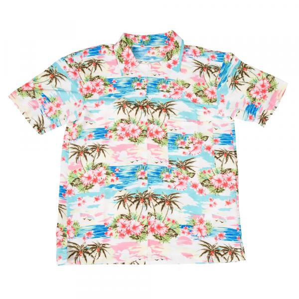 Hawaii Hemd - Pink Flowers & Palm Trees