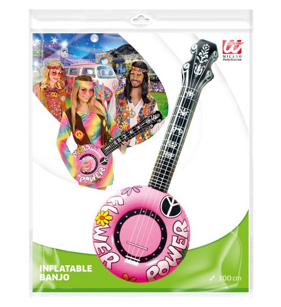 aufblasbare Hippie Banjo Rosa 100 cm