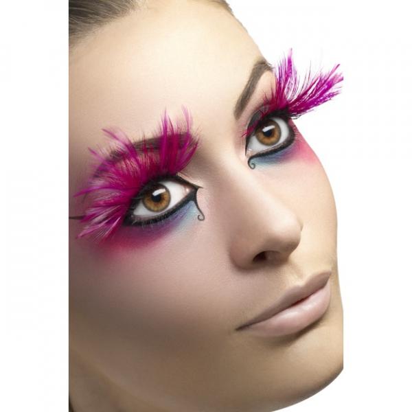 Feder-Wimpern lang pink l Smiffys 24254