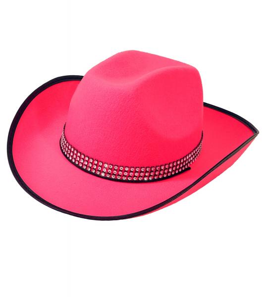 Pinker Cowboyhut mit Strassband