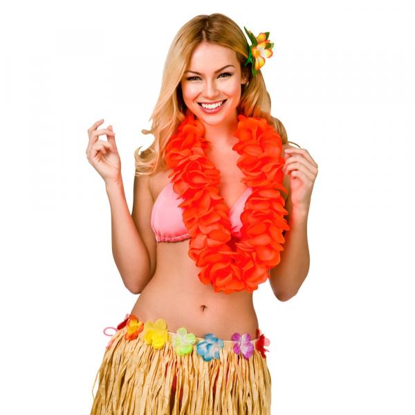 Hawai Waikiki Blütenkette Petal Lei extra Dick 11,5 cm in Neon Orange