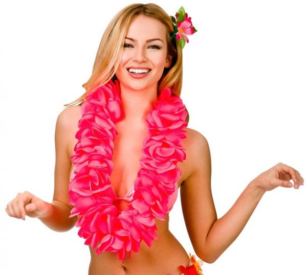 Hawai Waikiki Blütenkette Petal Lei extra Dick 11,5 cm in Pink