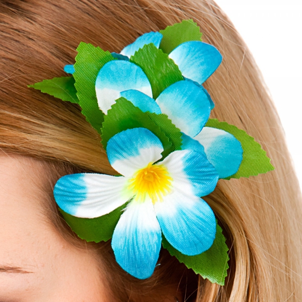 Hawai Blüte Haarschmuck Haarclip in Sky Blau