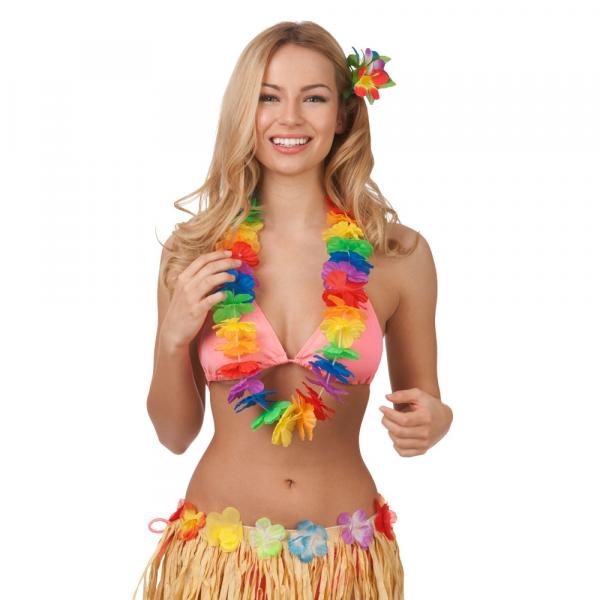 Hawai Blumenkette mit Kopfschmuck in bunt