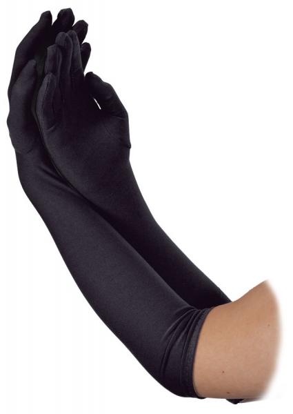 Schwarze lange Handschuhe Satin 43 cm