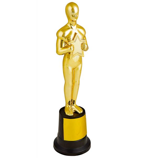 OSCAR TROPHÄE MIT SELBSTKLEBENDEM BESCHRIFTBAREM ETIKETT 22 cm