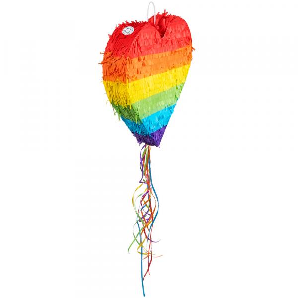 Grosse Zieh Pinata Herz Rainbow 37x36cm