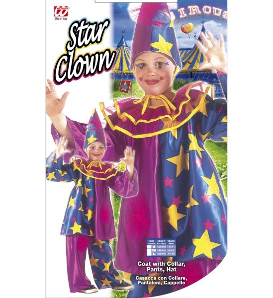 Star Kinder Clown Oberteil mit Kragen, Hose, Hut