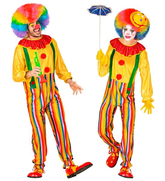 Zirkus Clown mit Kostüm mit Kragen und Hosenträger