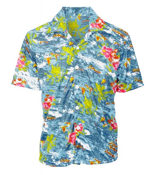 Hawai Hemd Hellblau mit Blumenmuster