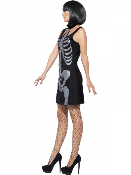 Süsses Skelett-Kleid Halloween Damenkostüm l Smiffys 43649