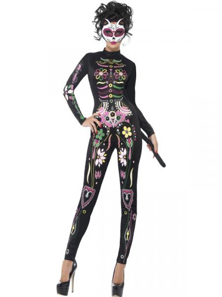 Sugar Skull Katze Halloween Damenkostüm l Smiffys 43735