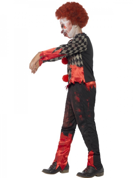 Blutiger Zombie-Clown Halloween Kinderkostüm rot-schwarz