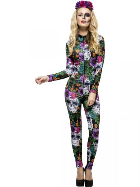 Tag der Toten Flower Jumpsuit Damenkostüm