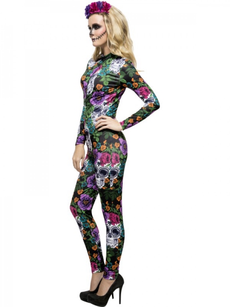 Tag der Toten Flower Jumpsuit Damenkostüm