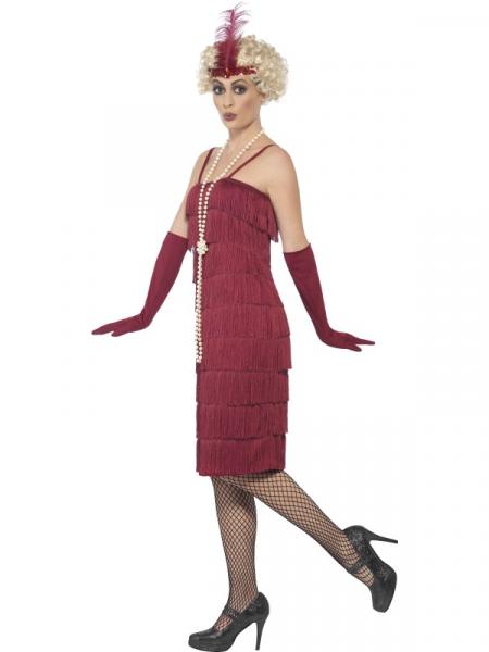 20er Jahre Carla Flapper Kostüm rot langer Dress