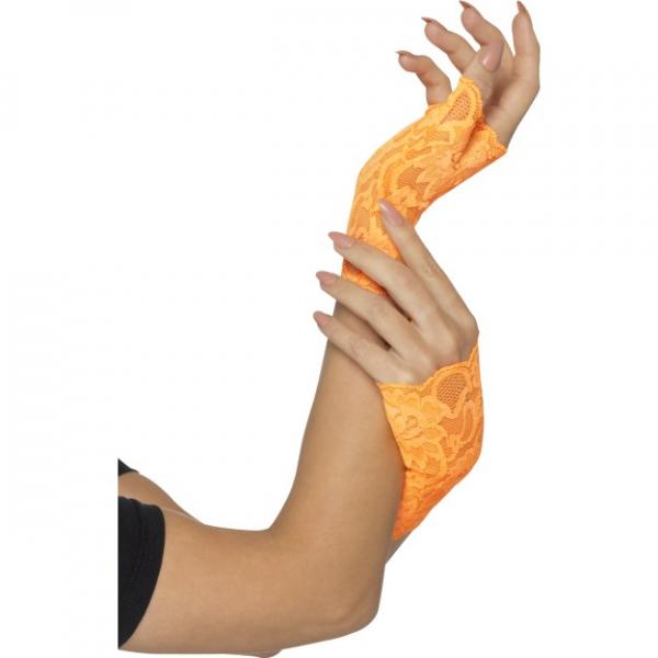 80er Jahre Spitzenhandschuhe orange