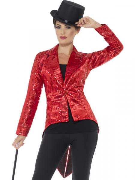 Pailletten Jacke Frack in Rot