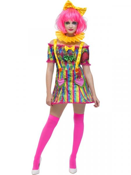 Clown Kostüm mit Kleid und Kopfschmuck