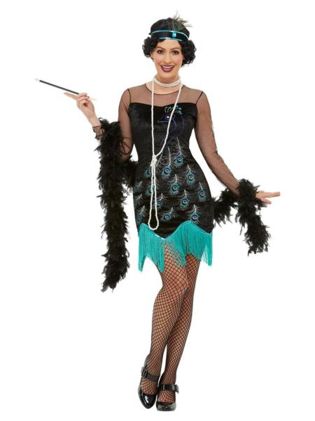 20er Jahre Pfau Flapper Kostüm für Damen