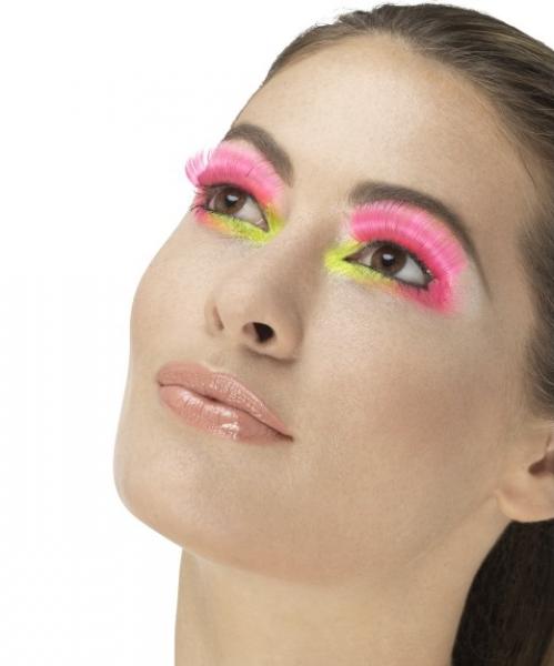 80er Party Wimpern Neon Pink - enthält Kleber