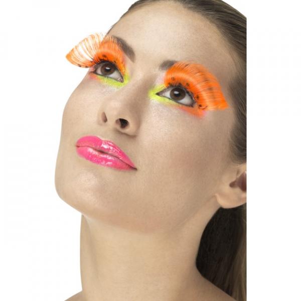 80s Polka Dot Wimpern, Neon Orange, Enthält Kleber