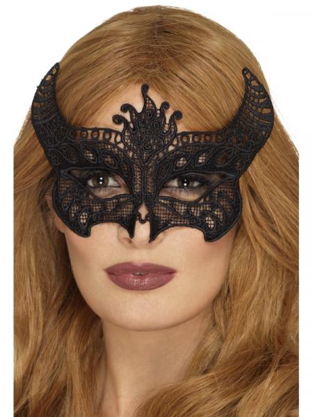 Spitze Filigran Teufel Maske, Schwarz