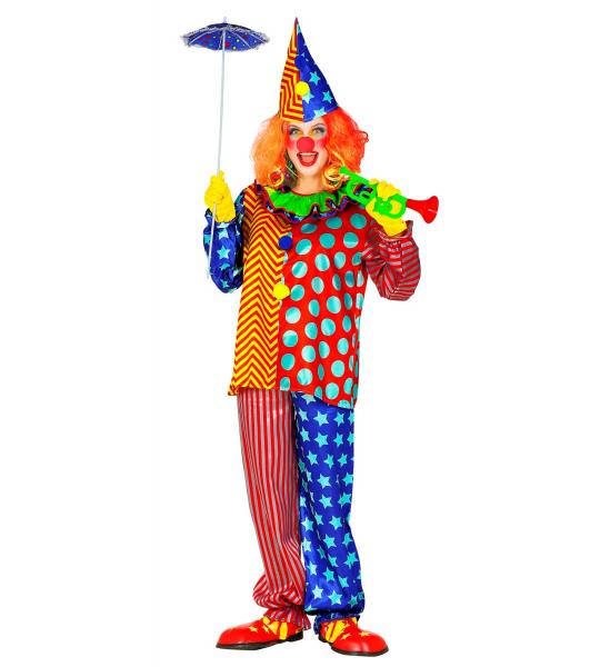 Unisex Clown mit Oberteil mit Kragen, Hose, Hut