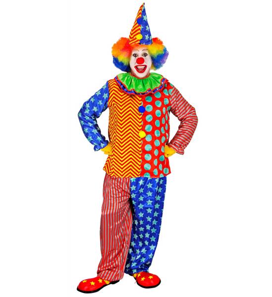 Unisex Clown mit Oberteil mit Kragen, Hose, Hut