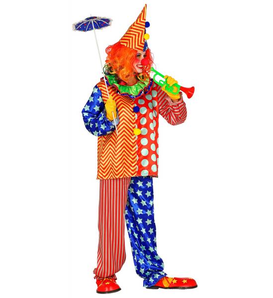 Unisex Clown mit Oberteil mit Kragen, Hose, Hut