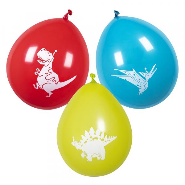 6 Latex Ballons Dino Party 25cm