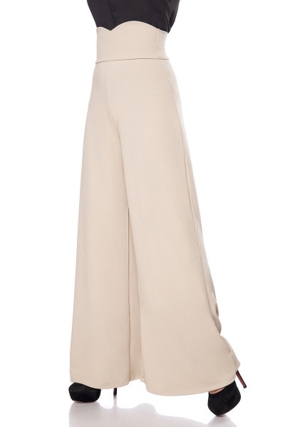 Marlenehose mit herzförmiger Bundabschluss Beige