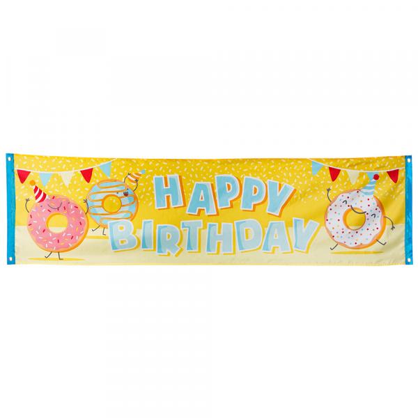 Polyester Banner Donut 'Happy Birthday' 50 x 180 cm