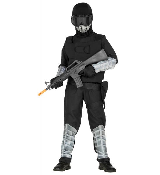 Special Forces Einsatz Uniform Overall, Einsatzweste, Maske mit Kapuze, Brille, Gürtel mit Holster, Armschoner, Schienbeinschoner, Handschuhe