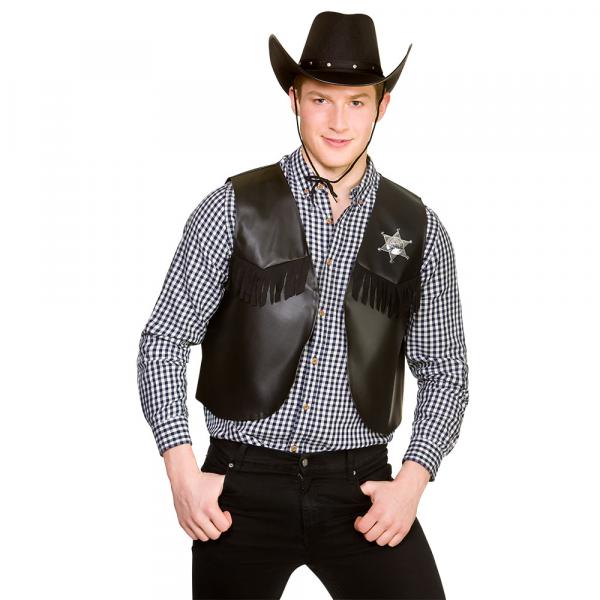 Cowboy Weste Gilet in Schwarz mit Fransen M/L