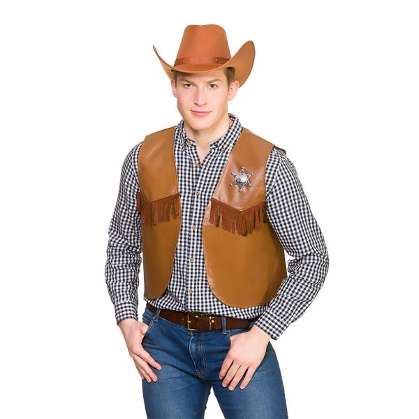 Cowboy Weste Glatt in Hellbraun Onesize