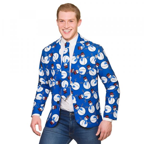 Weihnachten Jacket & Krawatte Blau mit Schneemann