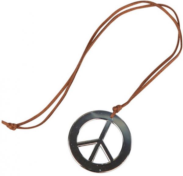 Hippie Peace Zeichen am Lederband