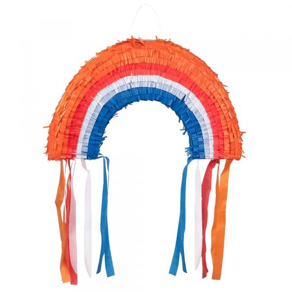 Piñata Regenbogen orange rot weiss blau (28 x 45 x 7 cm)