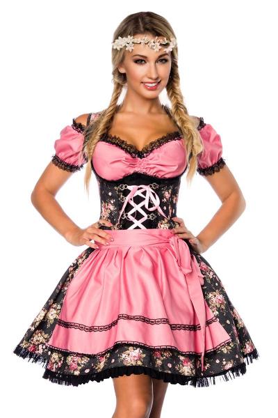 Dirndline Premium Dirndl mit Bluse Schwarz/Rosa