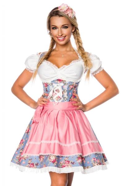 Dirndline Premium Dirndl mit Bluse Blau/Rosa/Weiss