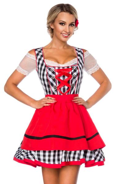 Dirndline Traditionelles Minidirndl Schwarz Weiss Rot