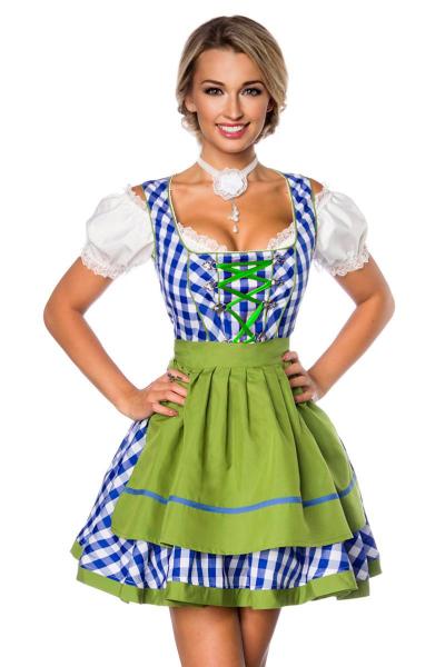 Dirndline Traditionelles Minidirndl blau grün weiss