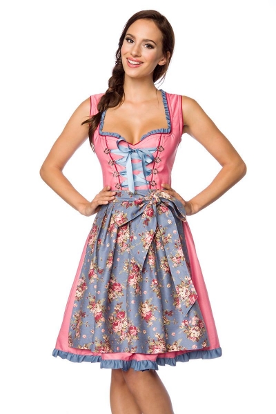 Dirndline Verträumtes Dirndl mit Denim Rosa/Blau