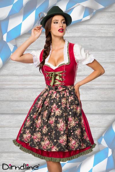 Dirndline Verträumtes Dirndl mit Denim Rot/Grün