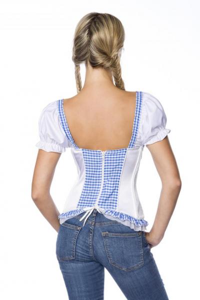 Dirndline Trachtenmieder mit integrierten Push-up Blau/Weiss