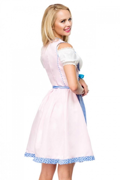 Dirndline Romantisches Unterbrustdirndl Rosa/Blau