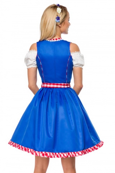 Dirndline Unterbrustdirndl mit Karoschürze Blau/Rot/Weiss