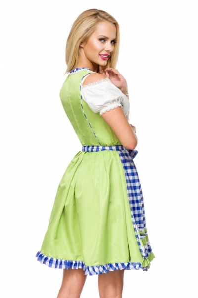 Dirndline Unterbrustdirndl mit Karoschürze Grün/Blau/Weiss